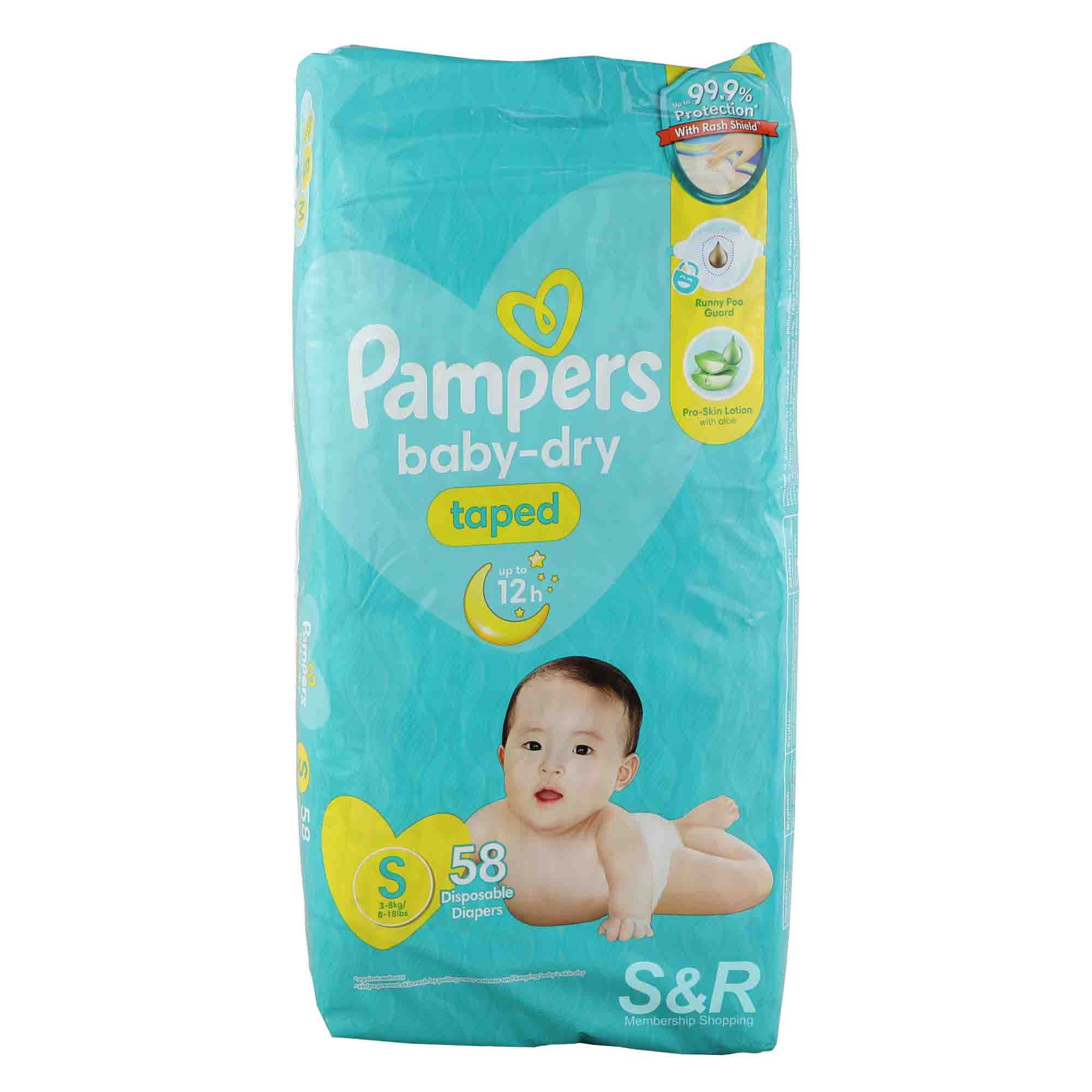 Pampers Baby Dry Diapers Taped Small 58pcs